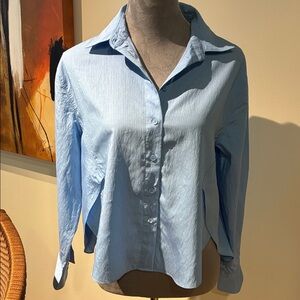 Banana Republic Light Blue Pinstripe Shirt, Size XS